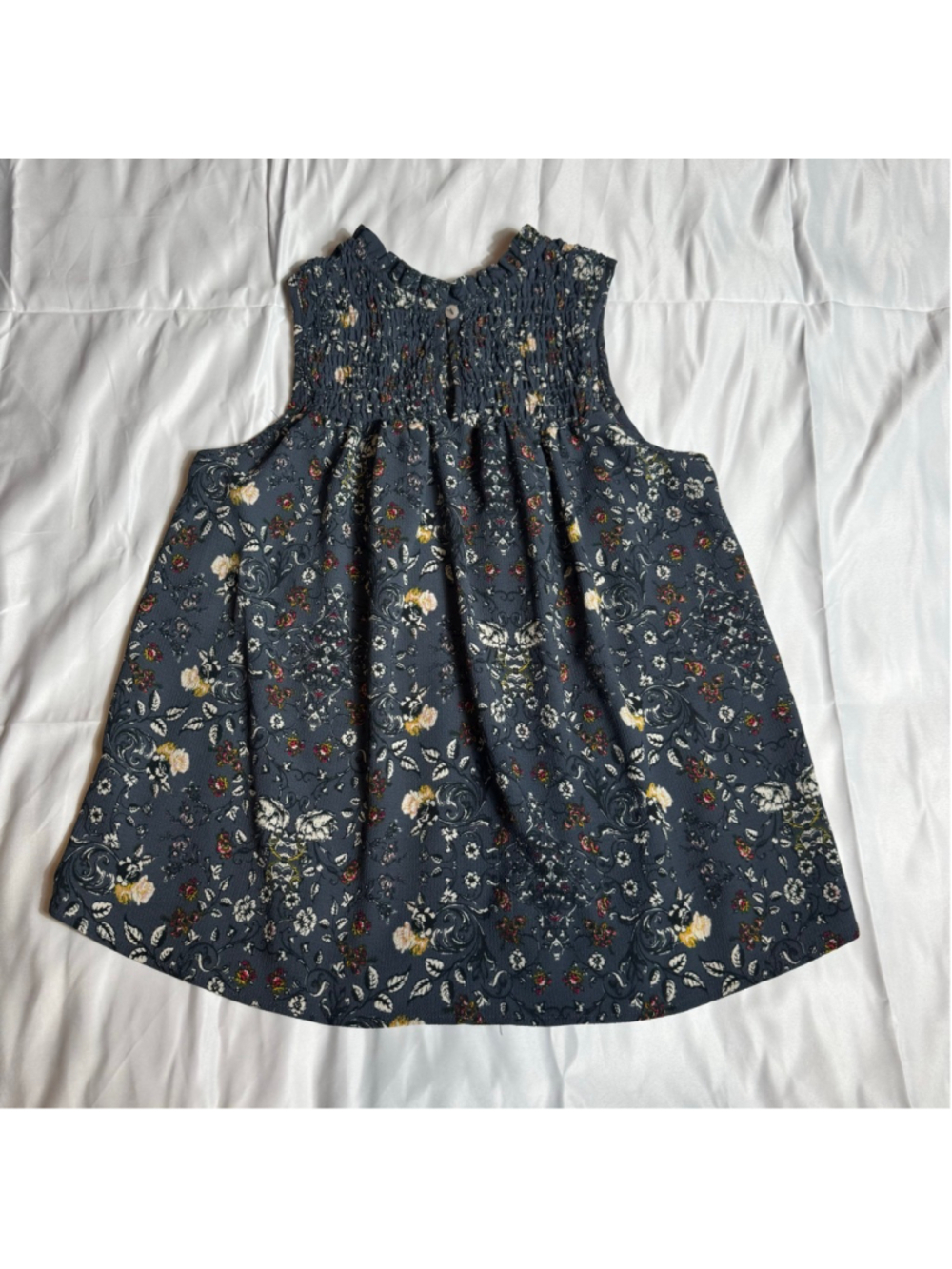 Women's Knox Rose Blue Floral Smocked Tank Top S - Picture 6 of 8